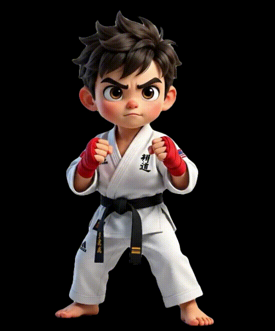 Karate kid practicing martial arts at Kidnasium